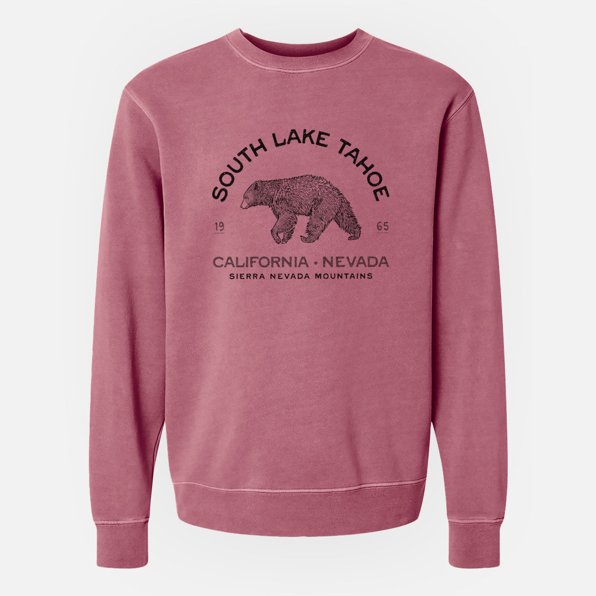 South Lake Tahoe Black Bear - Unisex Pigment Dyed Crew Sweatshirt