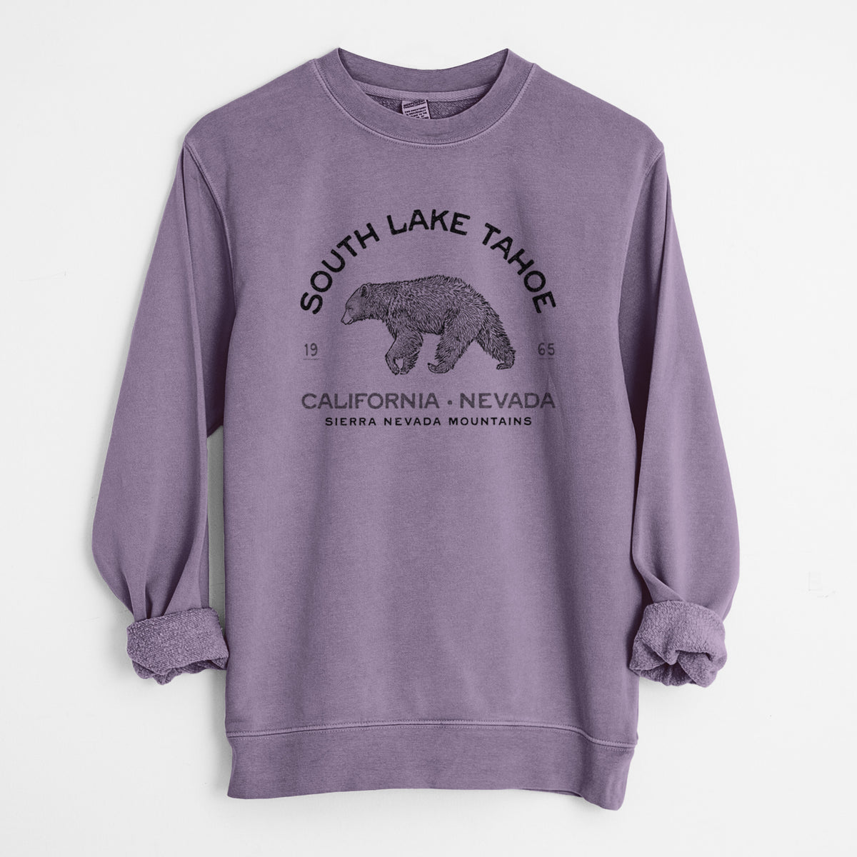 South Lake Tahoe Black Bear - Unisex Pigment Dyed Crew Sweatshirt