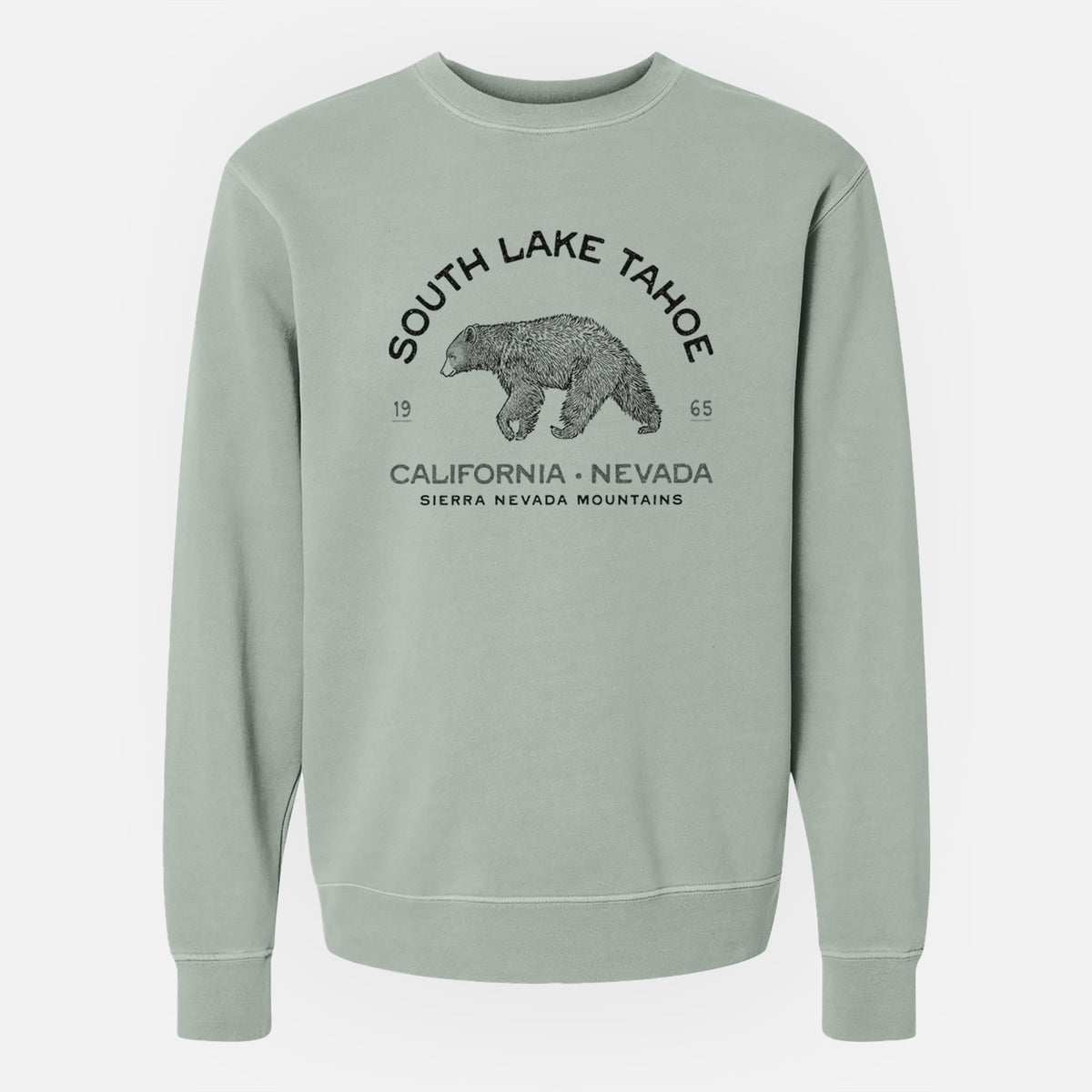 South Lake Tahoe Black Bear - Unisex Pigment Dyed Crew Sweatshirt