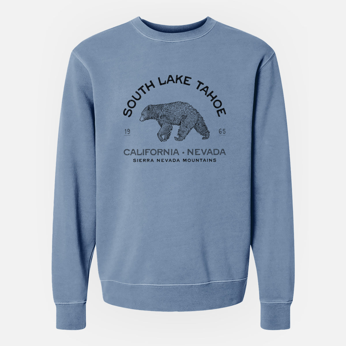 South Lake Tahoe Black Bear - Unisex Pigment Dyed Crew Sweatshirt