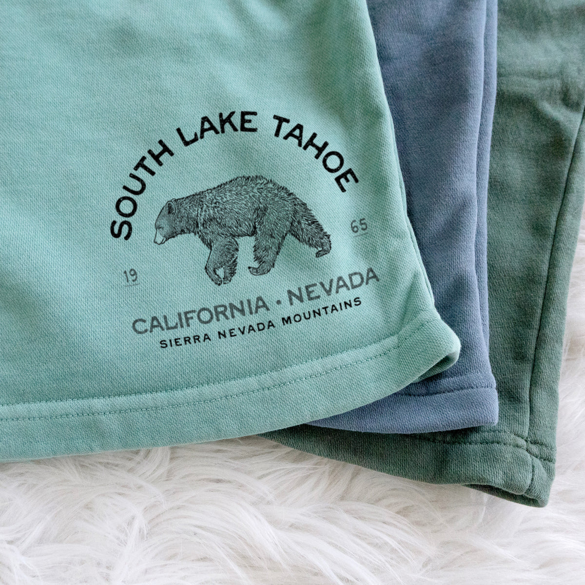 South Lake Tahoe Black Bear - Unisex Pigment Dyed Shorts