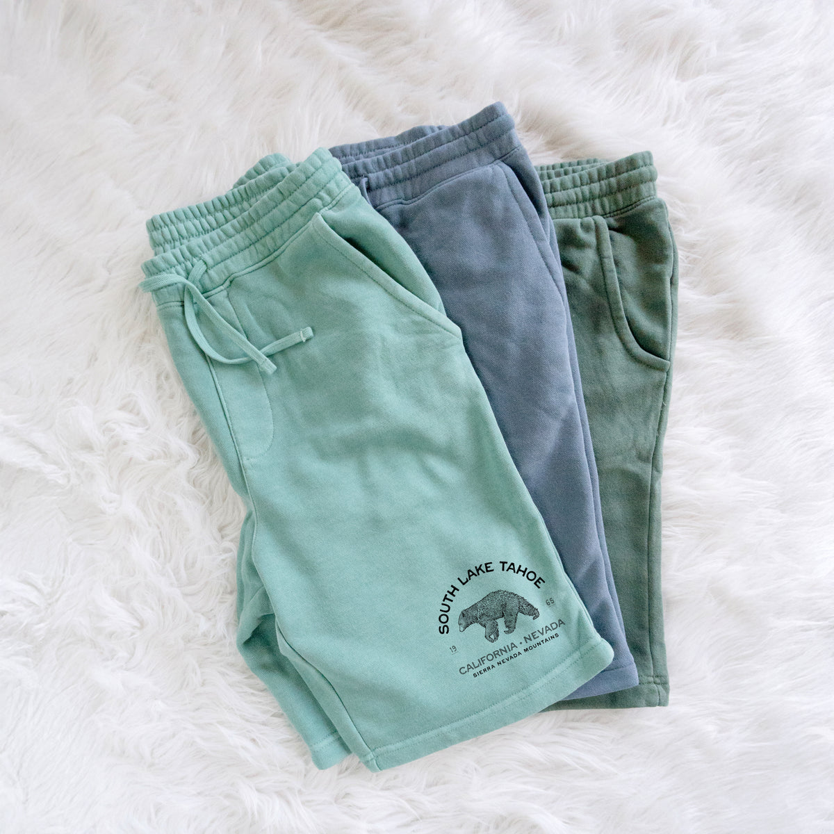 South Lake Tahoe Black Bear - Unisex Pigment Dyed Shorts
