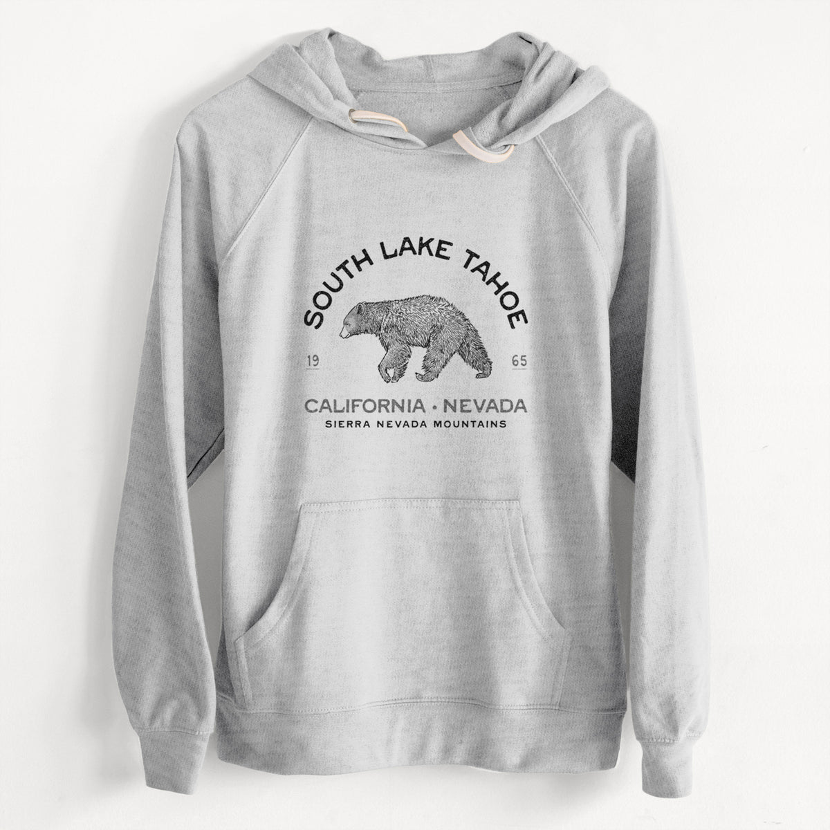 CLEARANCE - South Lake Tahoe Black Bear  - Unisex Slim Fit Loopback Terry Hoodie