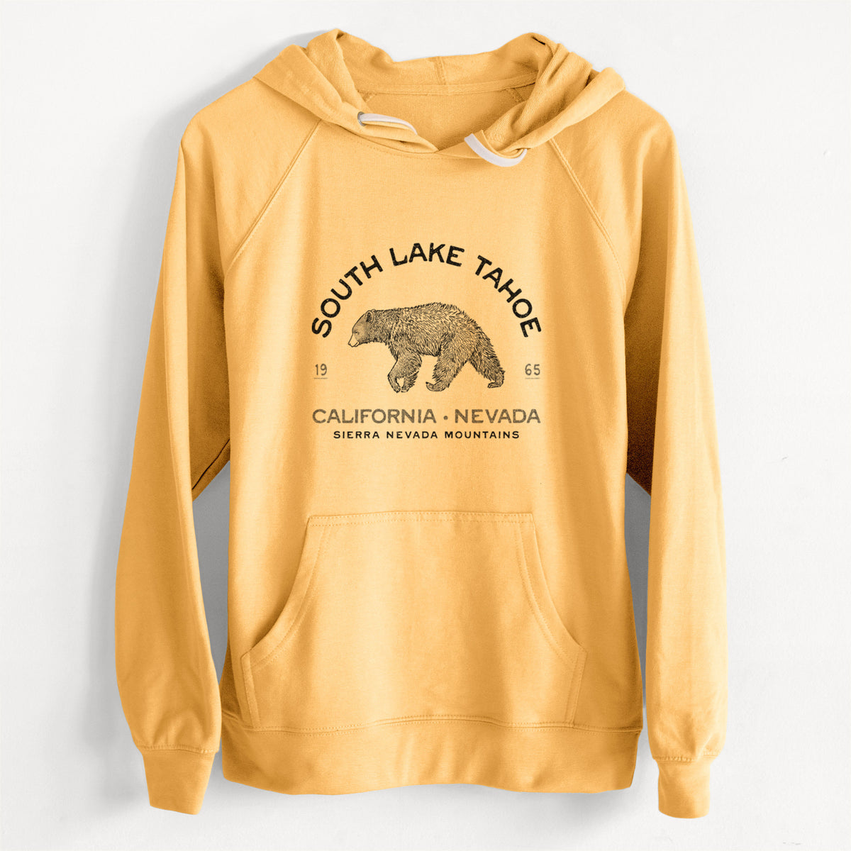 CLEARANCE - South Lake Tahoe Black Bear  - Unisex Slim Fit Loopback Terry Hoodie