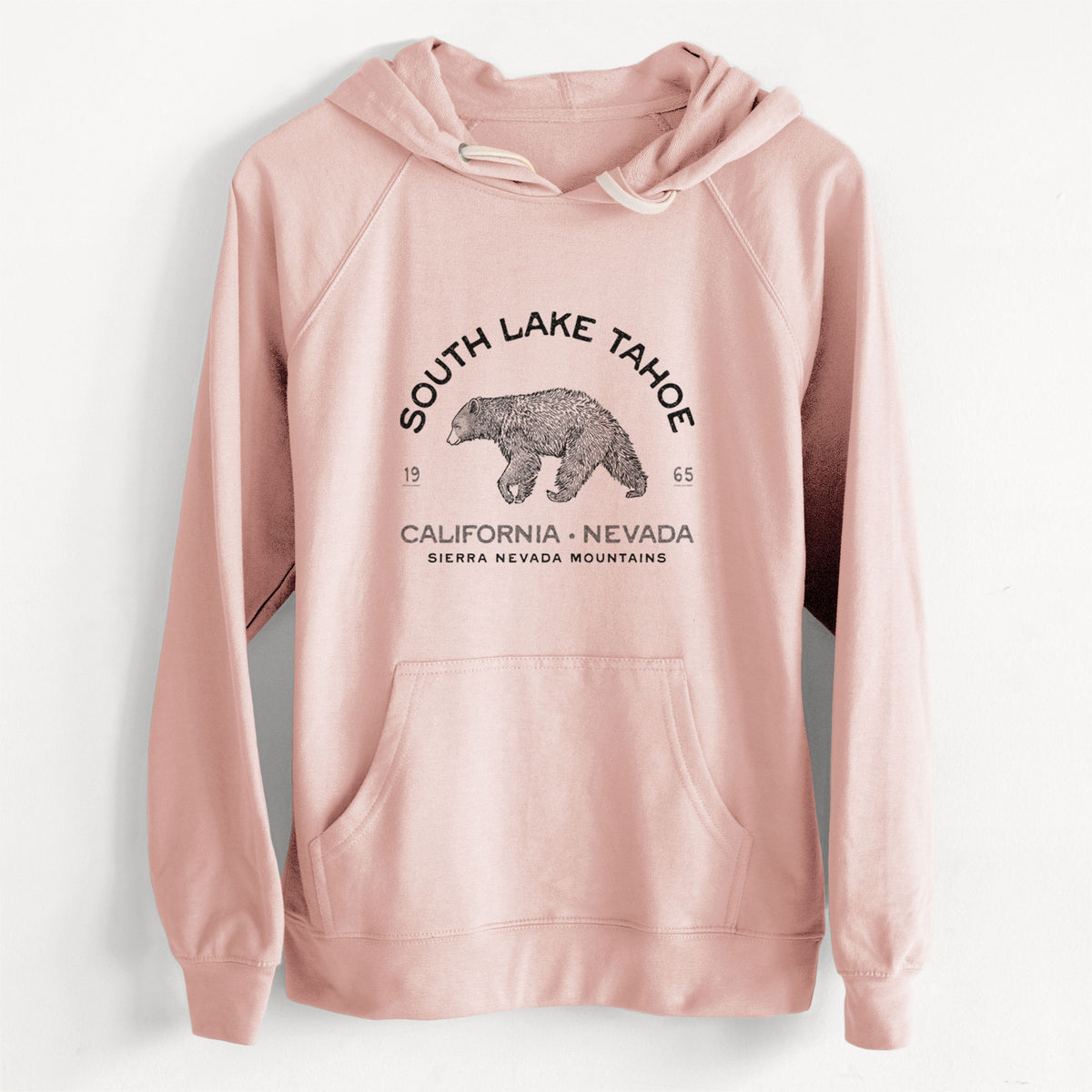 CLEARANCE - South Lake Tahoe Black Bear  - Unisex Slim Fit Loopback Terry Hoodie