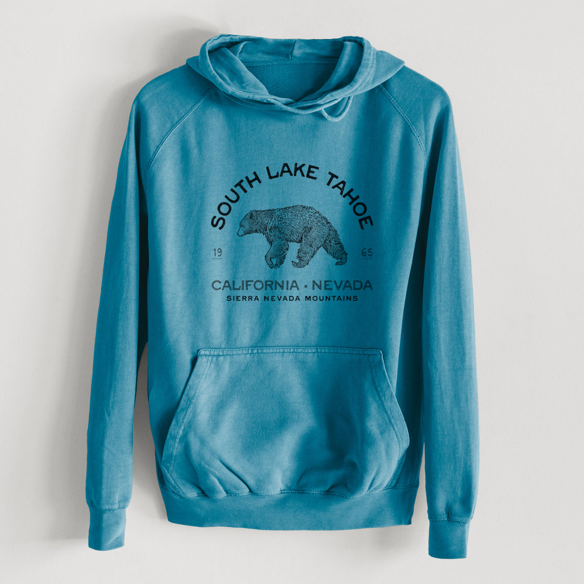 South Lake Tahoe Black Bear  - Mid-Weight Unisex Vintage 100% Cotton Hoodie