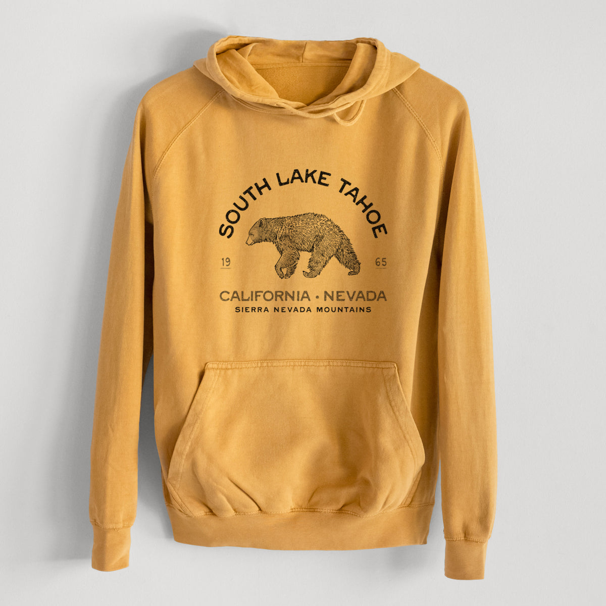 South Lake Tahoe Black Bear  - Mid-Weight Unisex Vintage 100% Cotton Hoodie