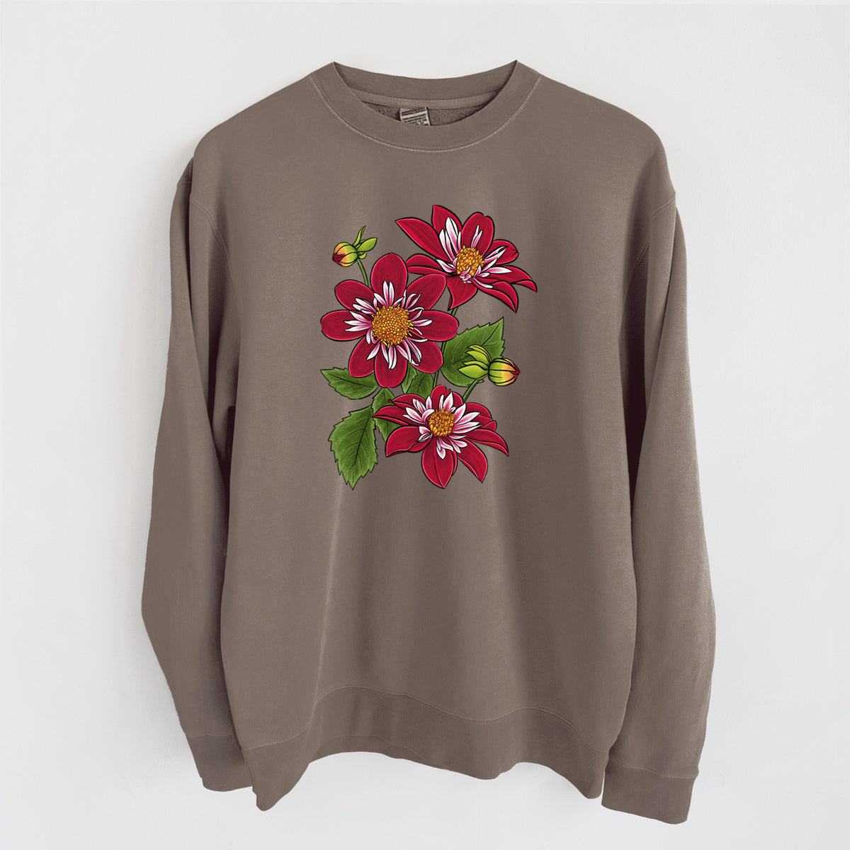 Dahlia Collarette - Night Butterfly - Unisex Pigment Dyed Crew Sweatshirt in Espresso