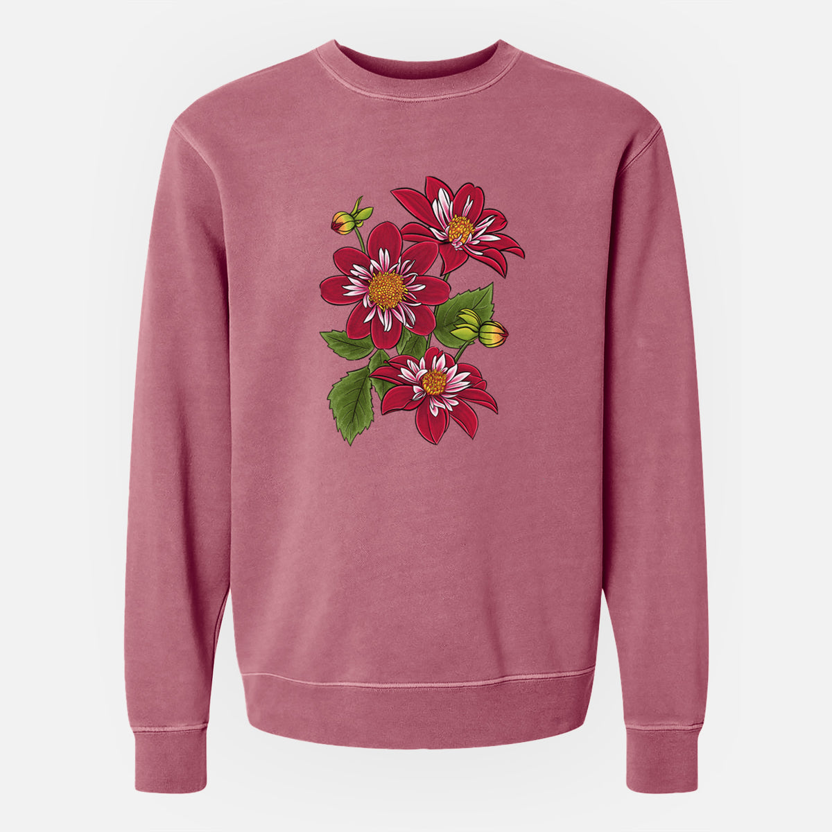 Dahlia Collarette - Night Butterfly - Unisex Pigment Dyed Crew Sweatshirt