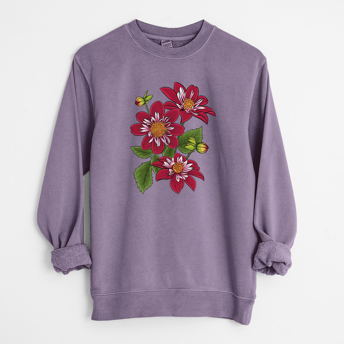 Dahlia Collarette - Night Butterfly - Unisex Pigment Dyed Crew Sweatshirt