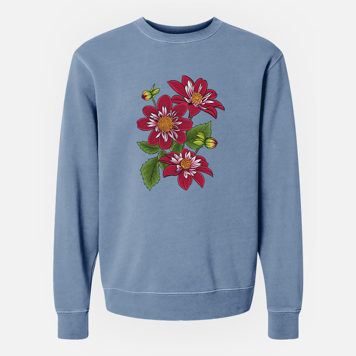 Dahlia Collarette - Night Butterfly - Unisex Pigment Dyed Crew Sweatshirt