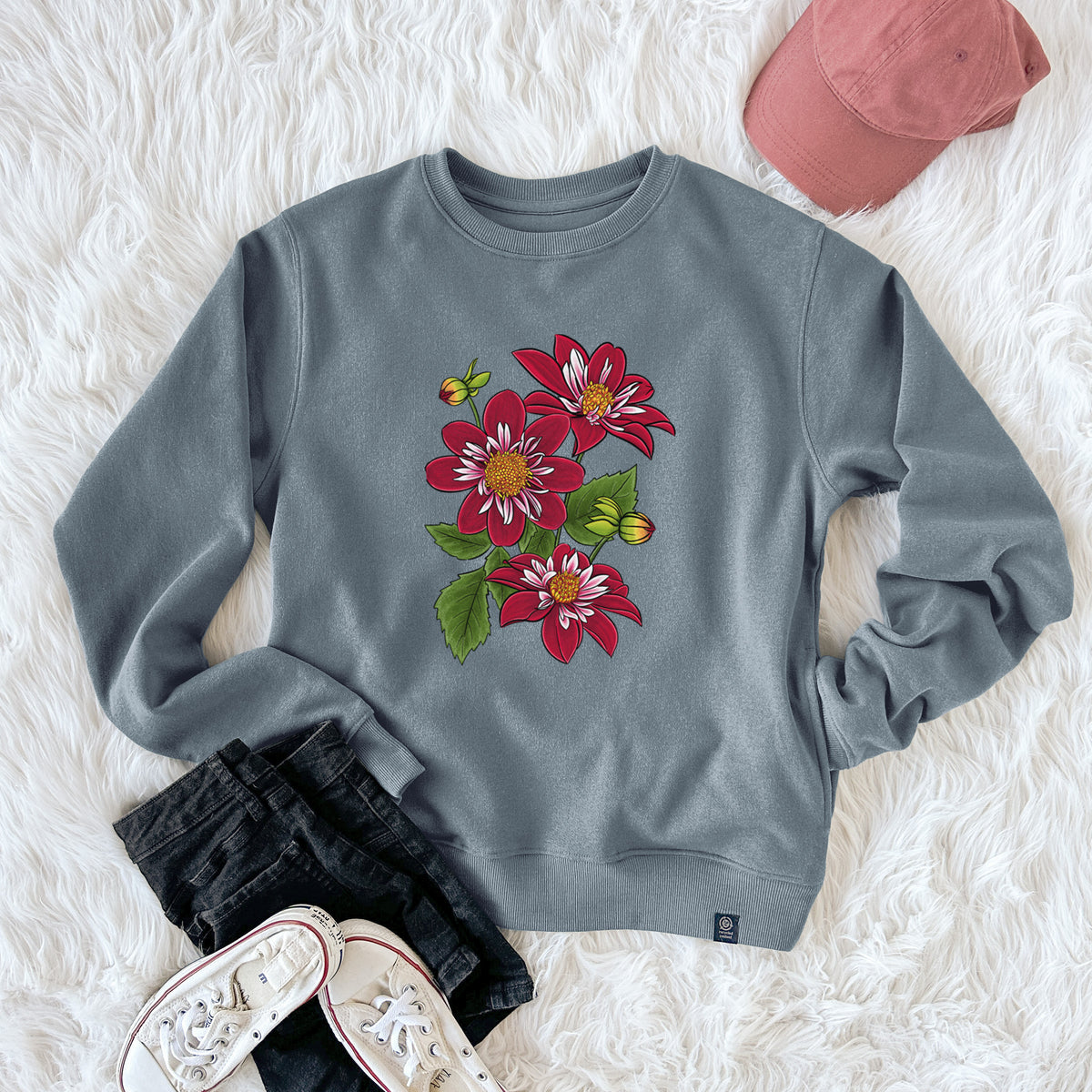 Dahlia Collarette - Night Butterfly  - Unisex Reclaimed Crewneck Sweatshirt