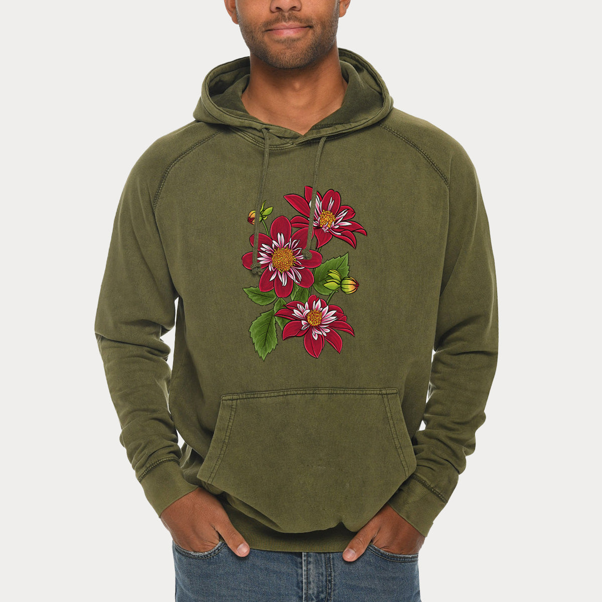 Dahlia Collarette - Night Butterfly  - Mid-Weight Unisex Vintage 100% Cotton Hoodie