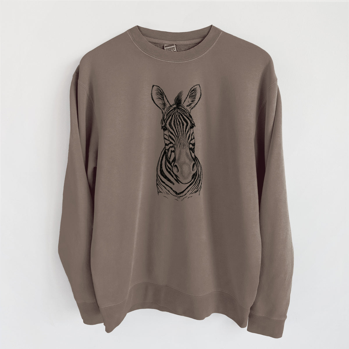 Damara Zebra - Equus quagga antiquorum - Unisex Pigment Dyed Crew Sweatshirt in Espresso Brown Color