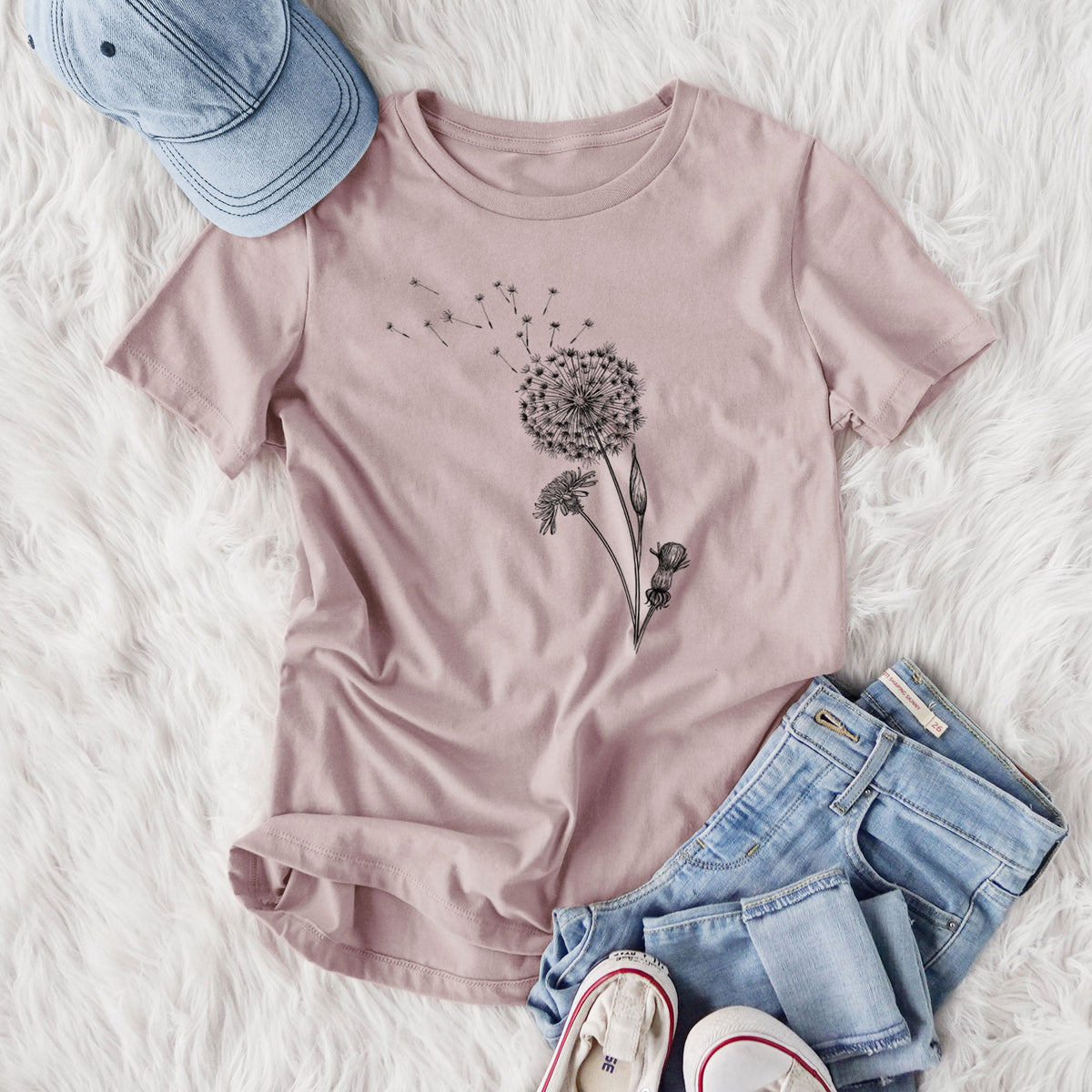 Common Dandelion - Taraxacum officinale - Women&#39;s Lightweight Relaxed Fit 100% Cotton Crewneck