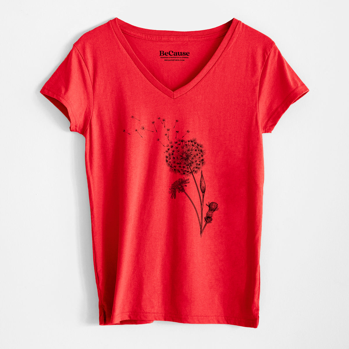 Common Dandelion - Taraxacum officinale - Women&#39;s 100% Recycled V-neck