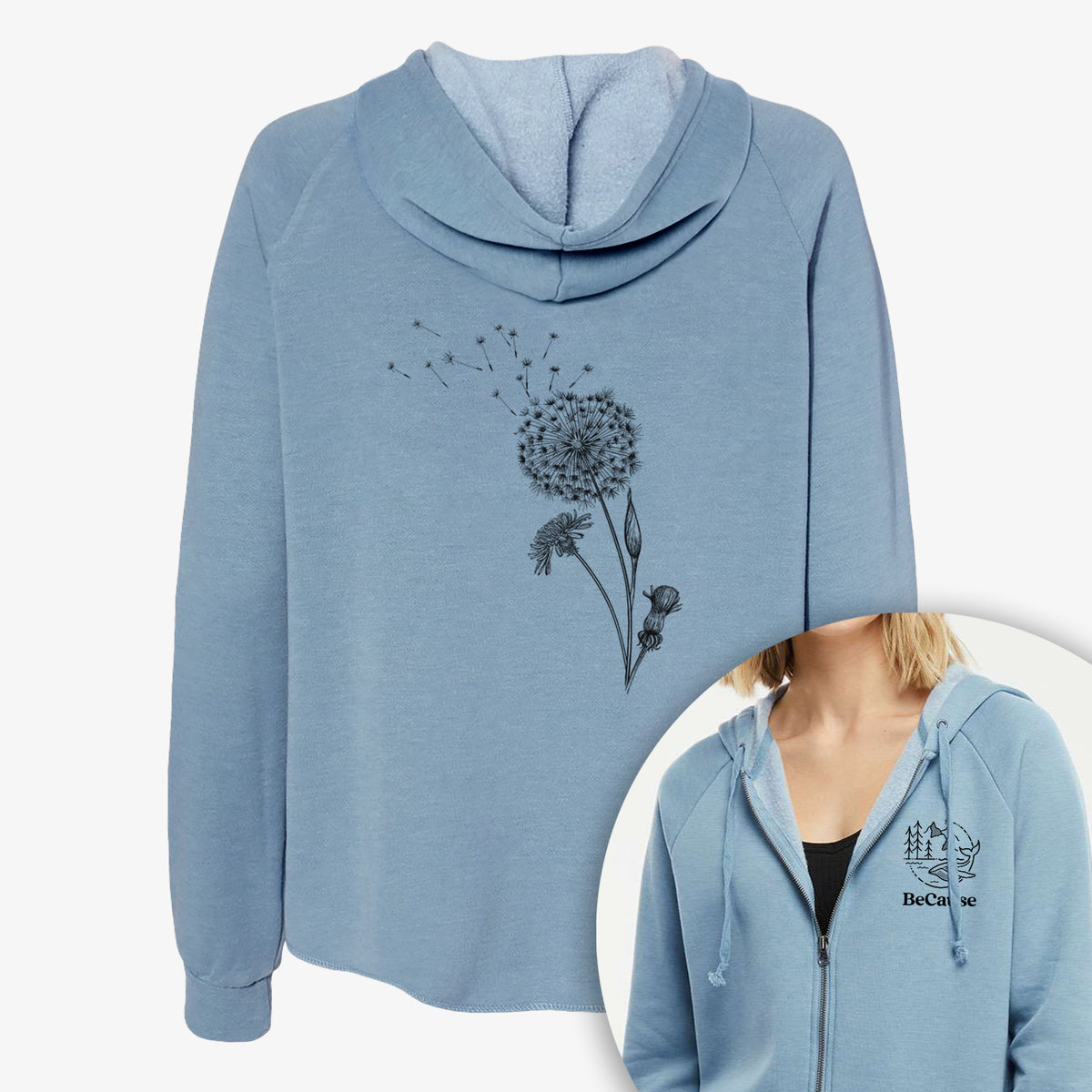 Common Dandelion - Taraxacum officinale - Women&#39;s Cali Wave Zip-Up Sweatshirt