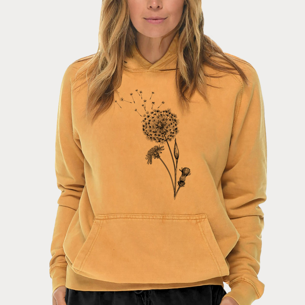 Common Dandelion - Taraxacum officinale  - Mid-Weight Unisex Vintage 100% Cotton Hoodie