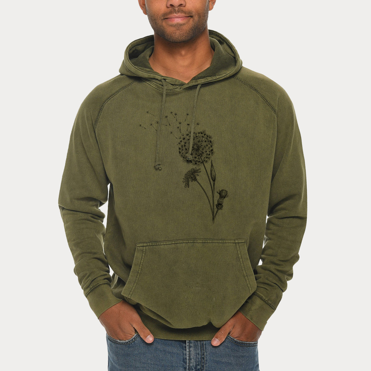 Common Dandelion - Taraxacum officinale  - Mid-Weight Unisex Vintage 100% Cotton Hoodie