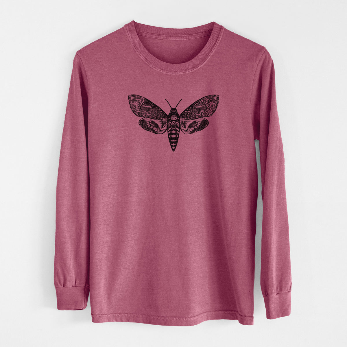 Death&#39;s-head Hawkmoth - Acherontia atropos - Men&#39;s Heavyweight 100% Cotton Long Sleeve