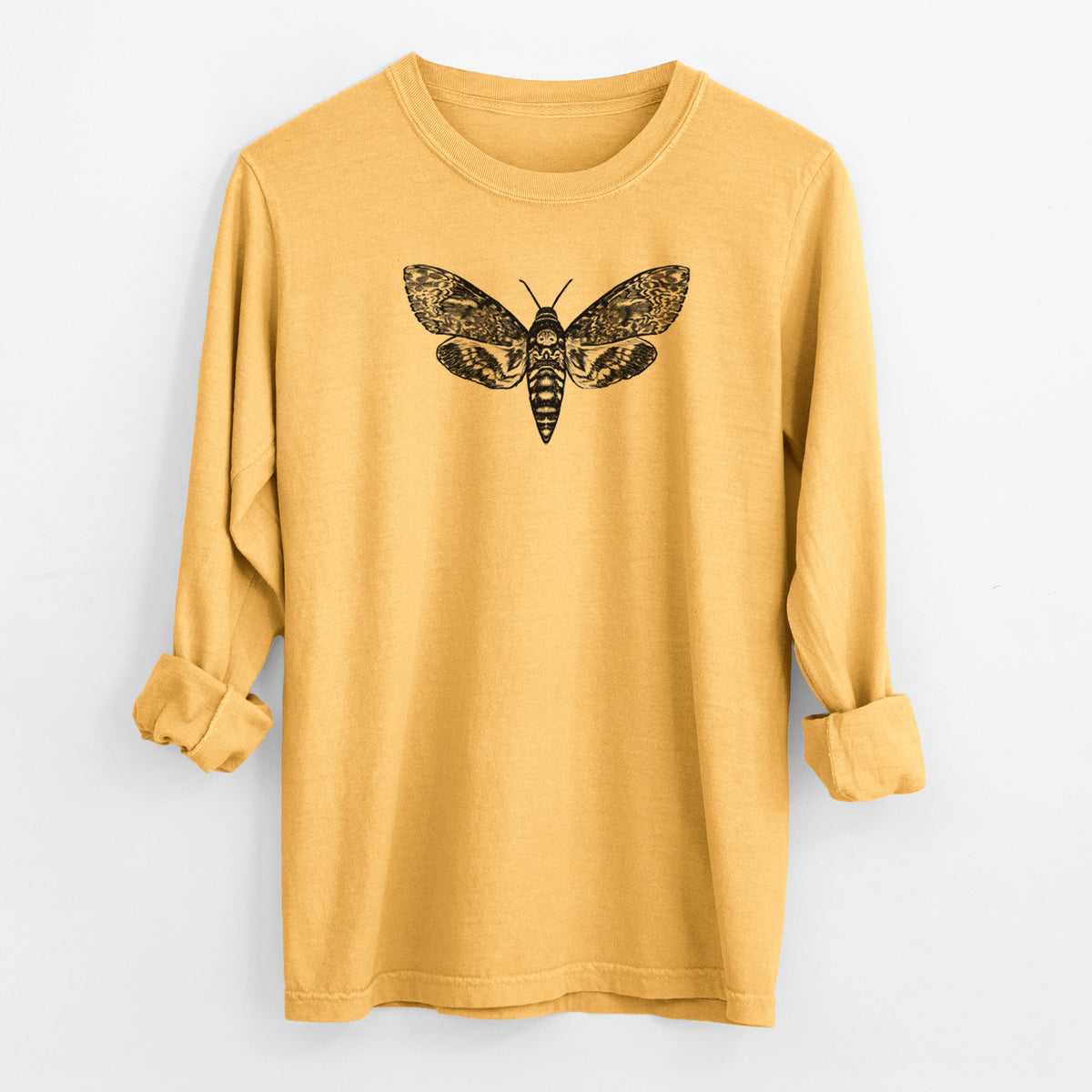 Death&#39;s-head Hawkmoth - Acherontia atropos - Men&#39;s Heavyweight 100% Cotton Long Sleeve