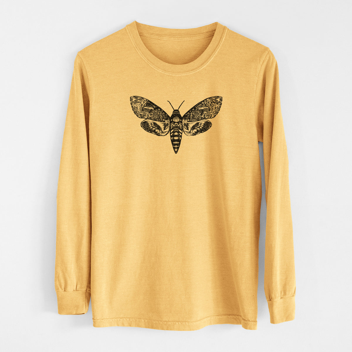 Death&#39;s-head Hawkmoth - Acherontia atropos - Men&#39;s Heavyweight 100% Cotton Long Sleeve