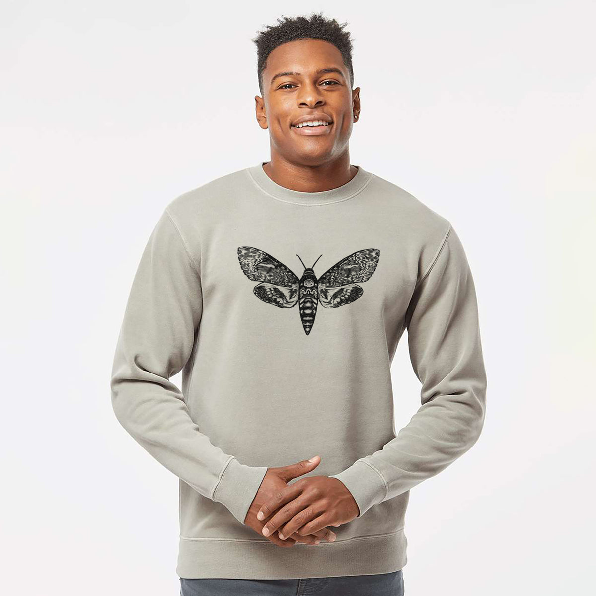 Death&#39;s-head Hawkmoth - Acherontia atropos - Unisex Pigment Dyed Crew Sweatshirt