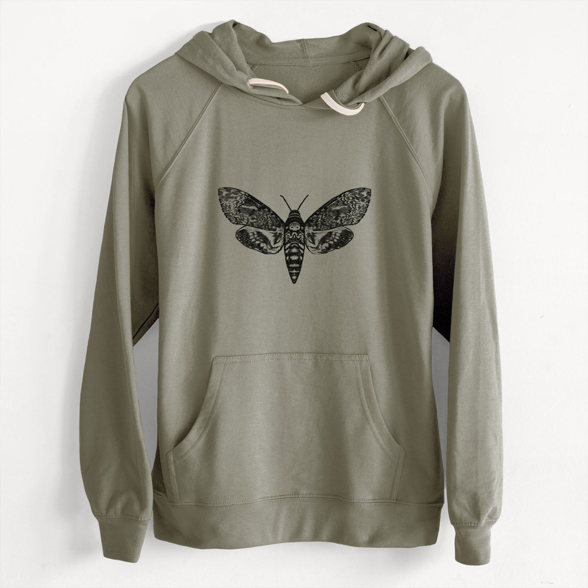 CLEARANCE - Death&#39;s-head Hawkmoth - Acherontia atropos  - Unisex Slim Fit Loopback Terry Hoodie