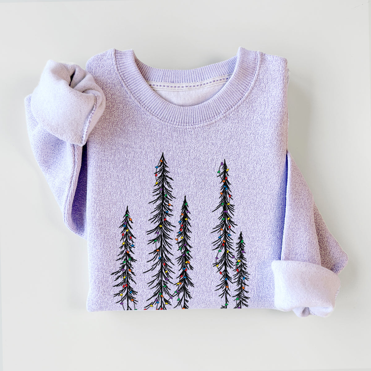 Christmas Deck the Redwoods - Knit Sweatshirt in Ice Purple
