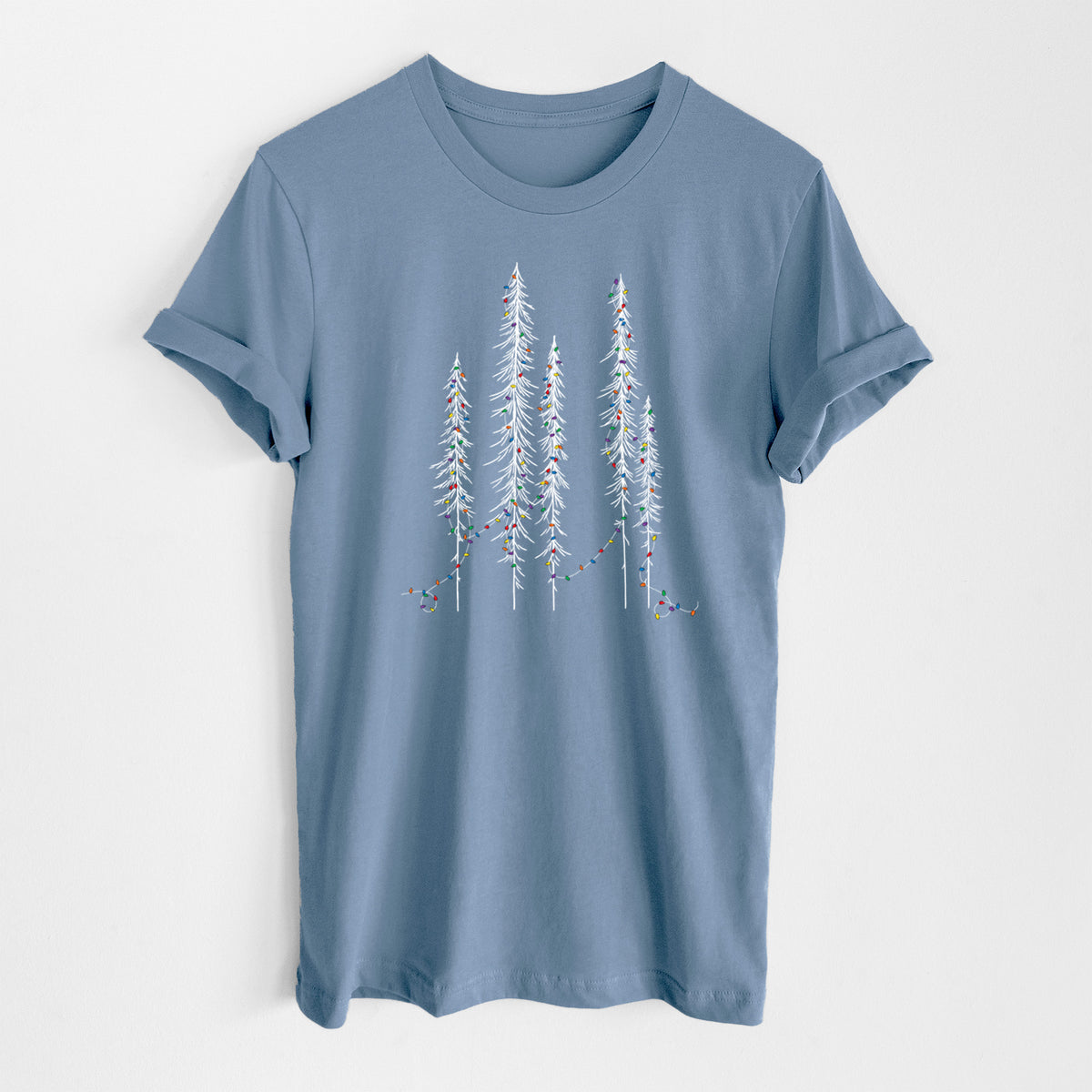 Christmas Deck the Redwoods - Lightweight 100% Cotton Unisex Crewneck in Steel Blue