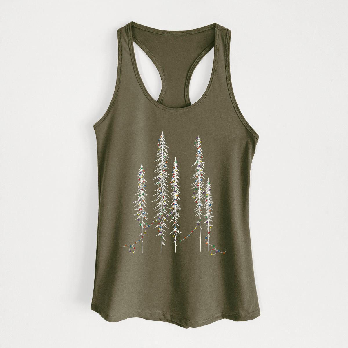 Christmas Deck the Redwoods - Women's Racerback Tanktop in Military Green