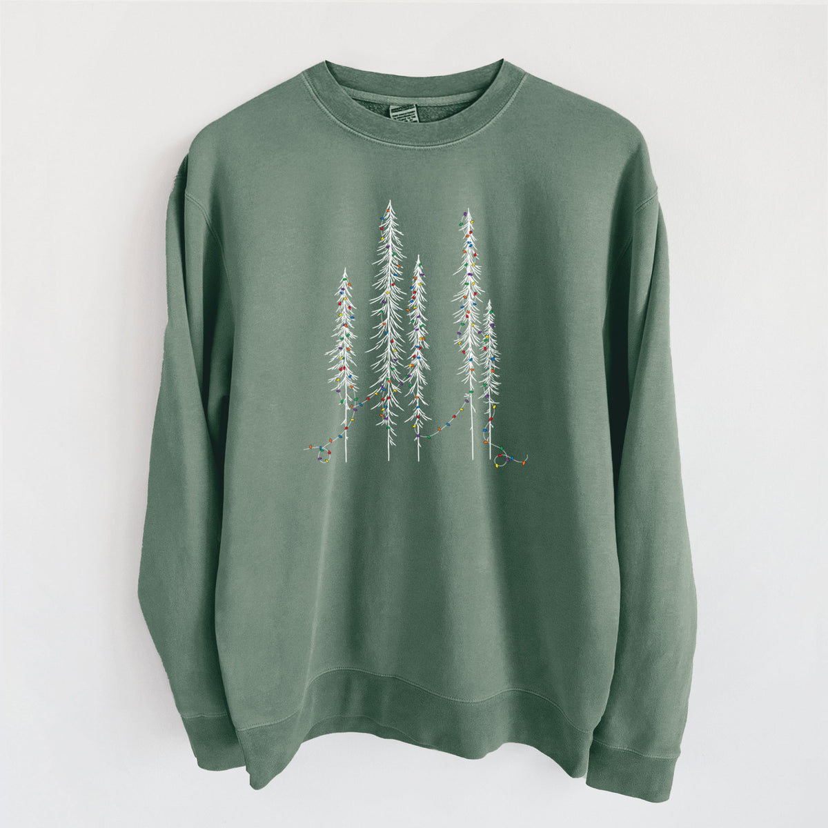 Christmas Deck the Redwoods - Unisex Pigment Dyed Crew Sweatshirt in Alpine Green