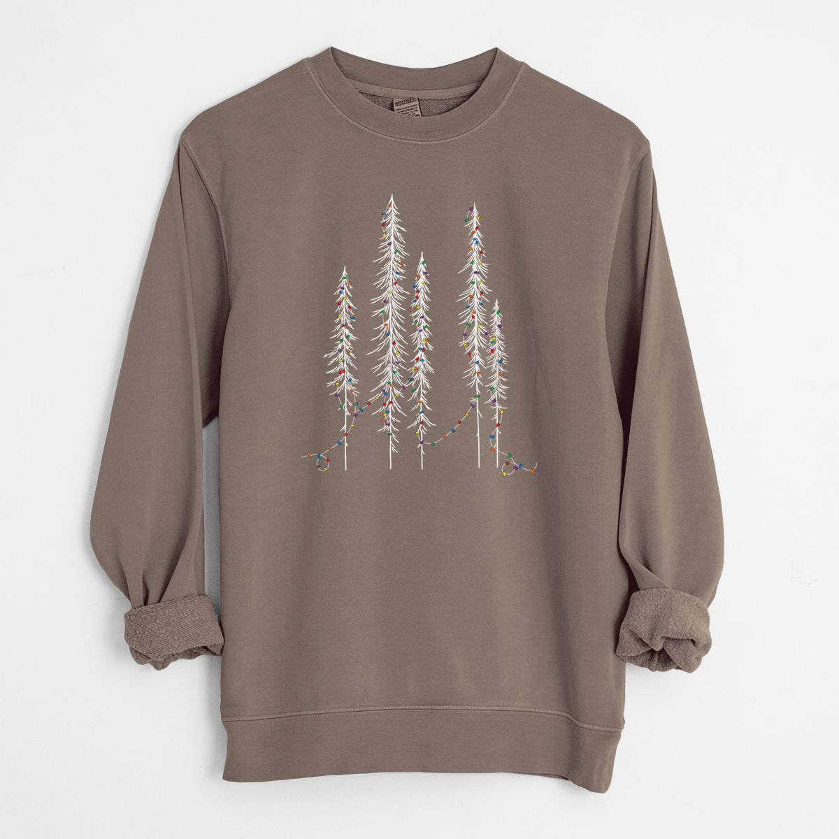 Christmas Deck the Redwoods - Unisex Pigment Dyed Crew Sweatshirt in Espresso color