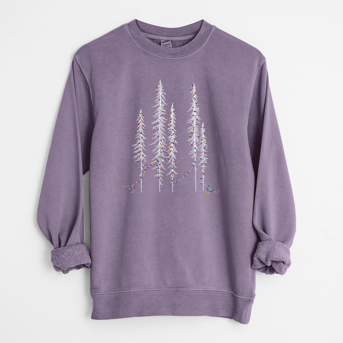 Christmas Deck the Redwoods - Unisex Pigment Dyed Crew Sweatshirt in Plum