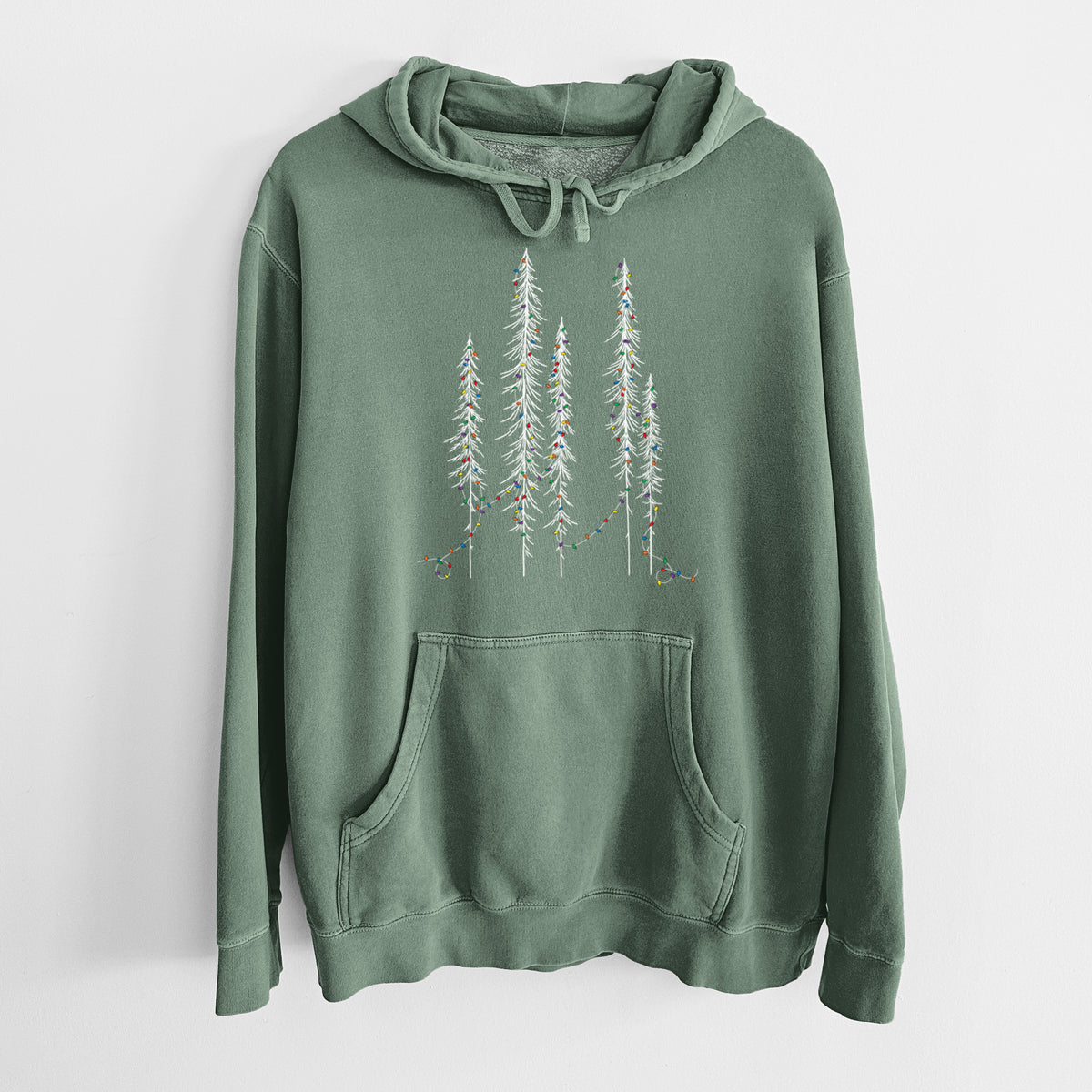 Christmas Deck the Redwoods - Unisex Pigment Dyed Hoodie in Alpine Green