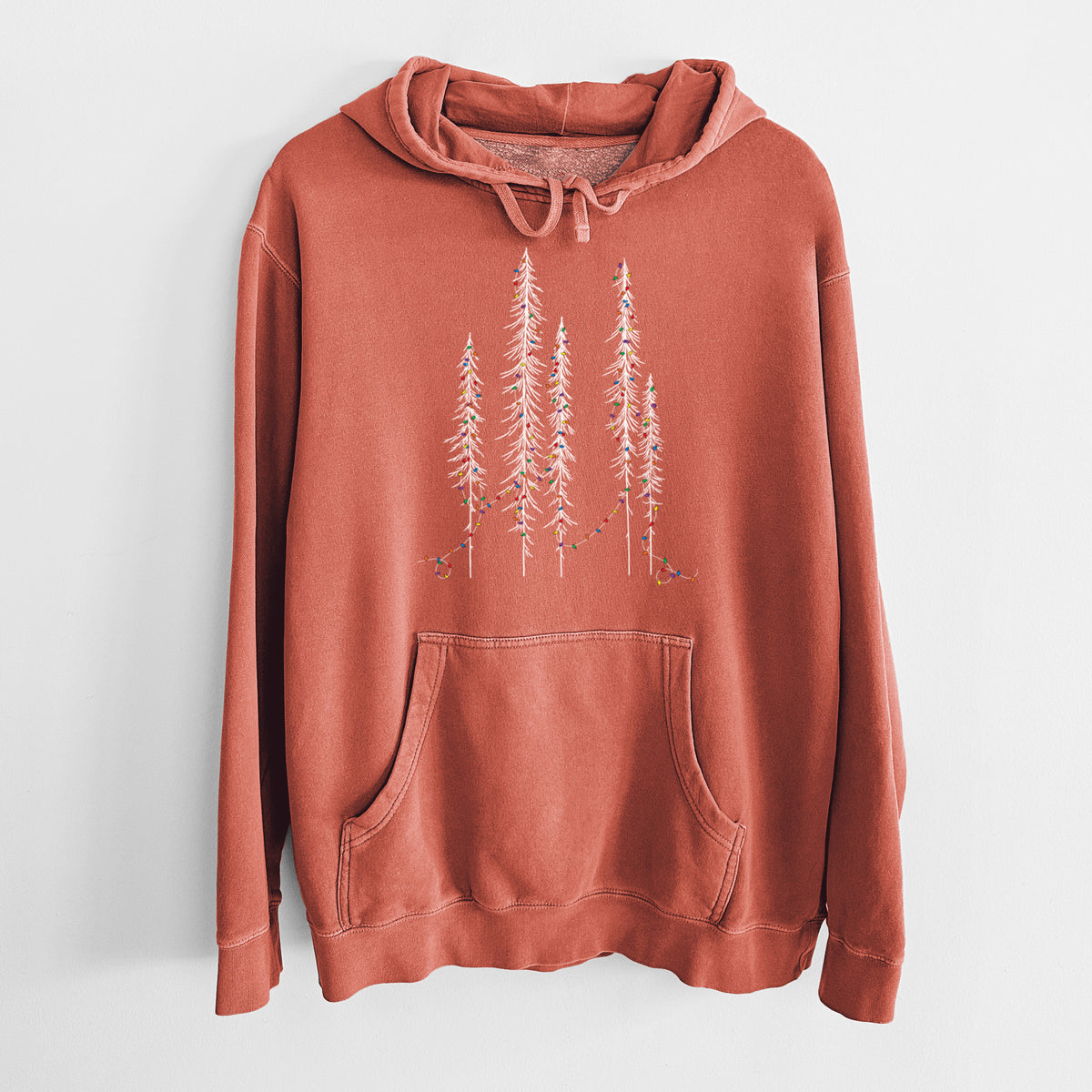 Christmas Deck the Redwoods - Unisex Pigment Dyed Hoodie in Amber
