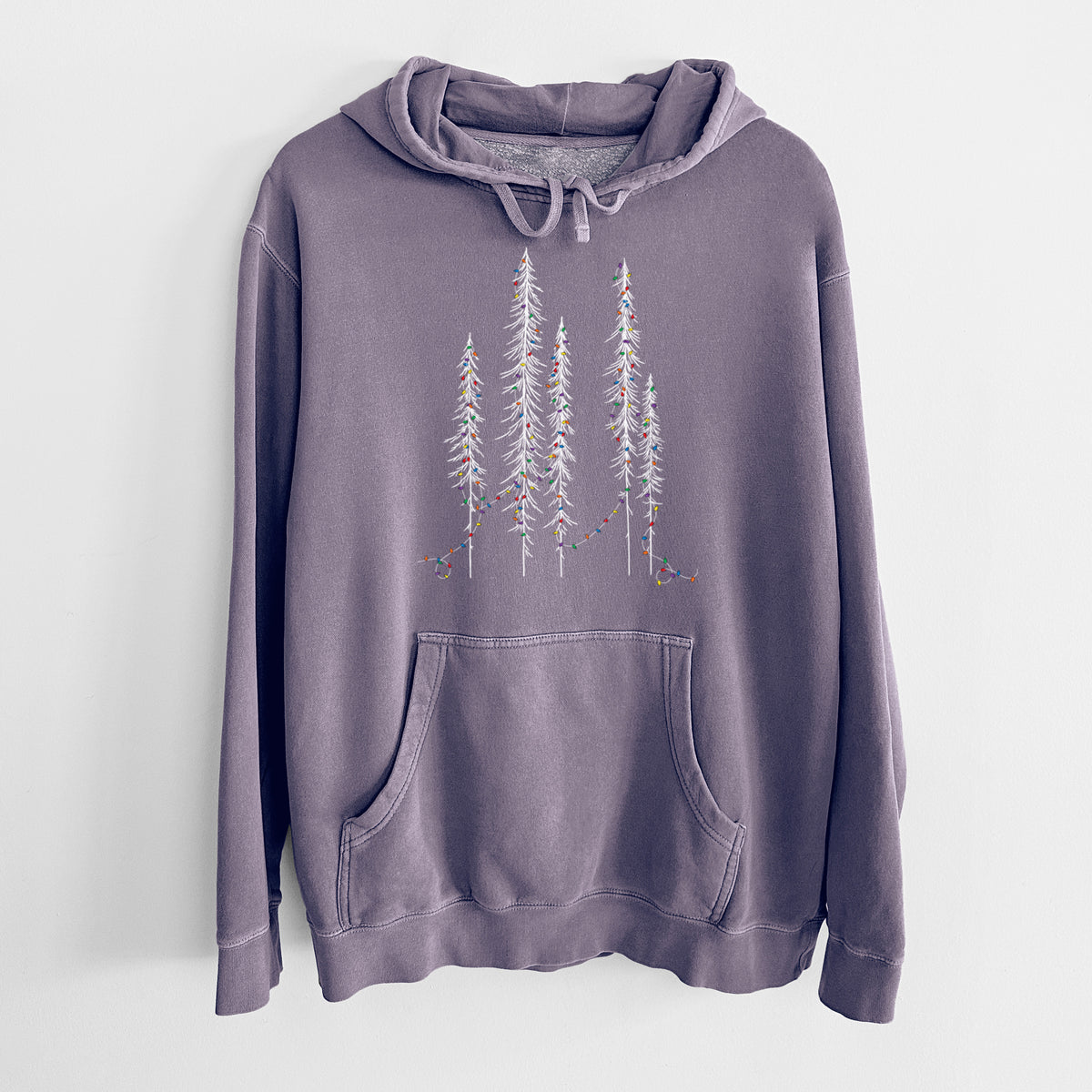 Christmas Deck the Redwoods - Unisex Pigment Dyed Hoodie in Plum