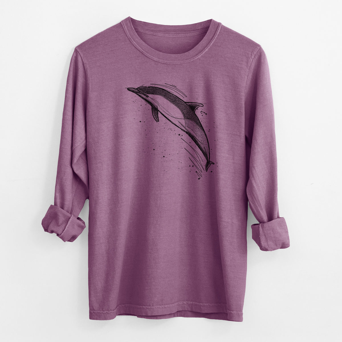 Short-Beaked Common Dolphin - Delphinus delphis - Men&#39;s Heavyweight 100% Cotton Long Sleeve