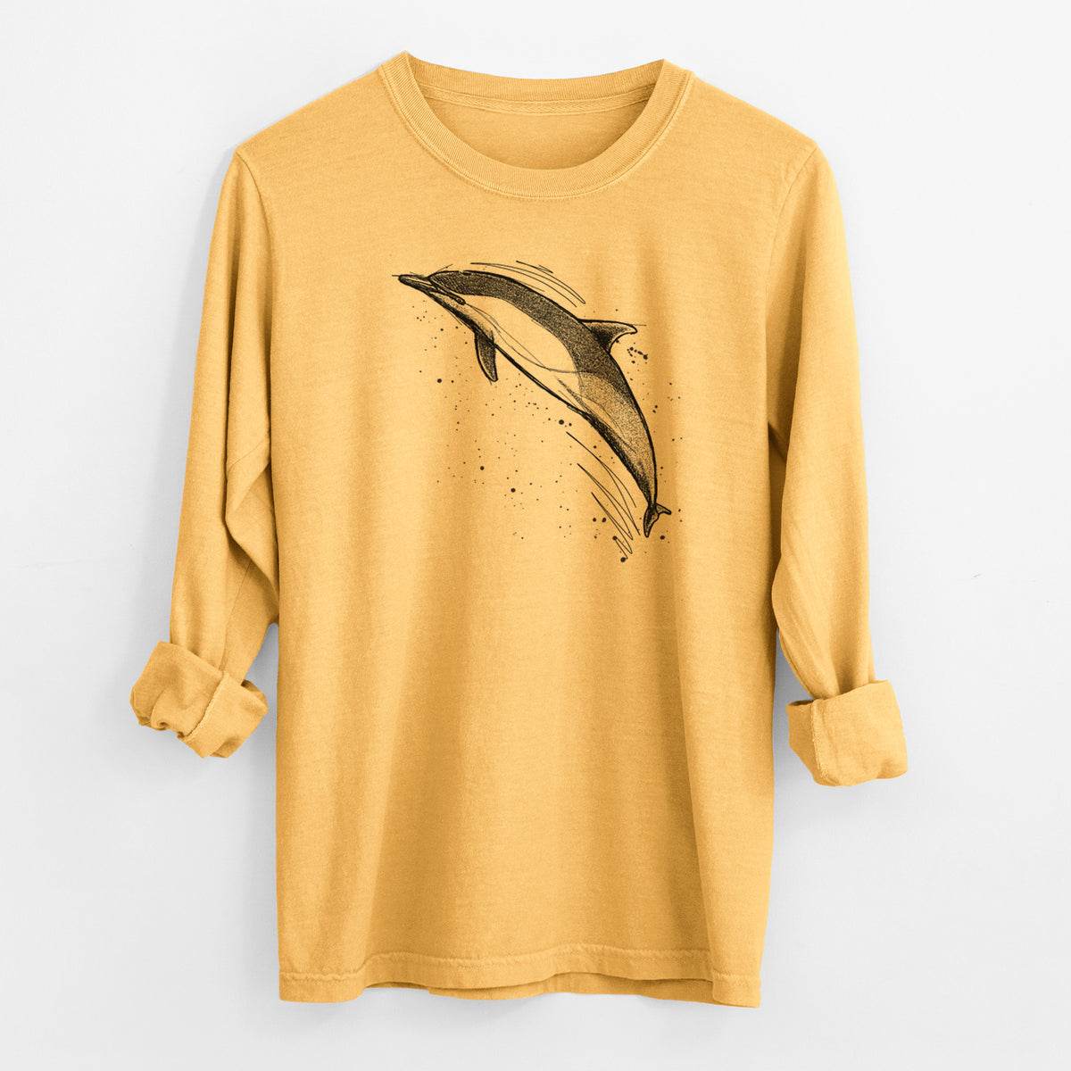 Short-Beaked Common Dolphin - Delphinus delphis - Men&#39;s Heavyweight 100% Cotton Long Sleeve