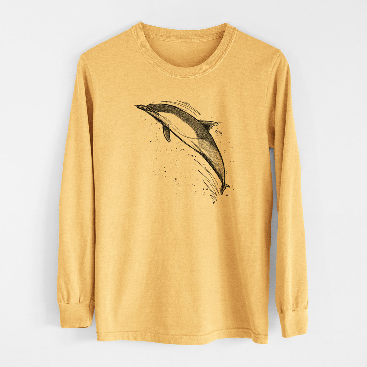 Short-Beaked Common Dolphin - Delphinus delphis - Men&#39;s Heavyweight 100% Cotton Long Sleeve