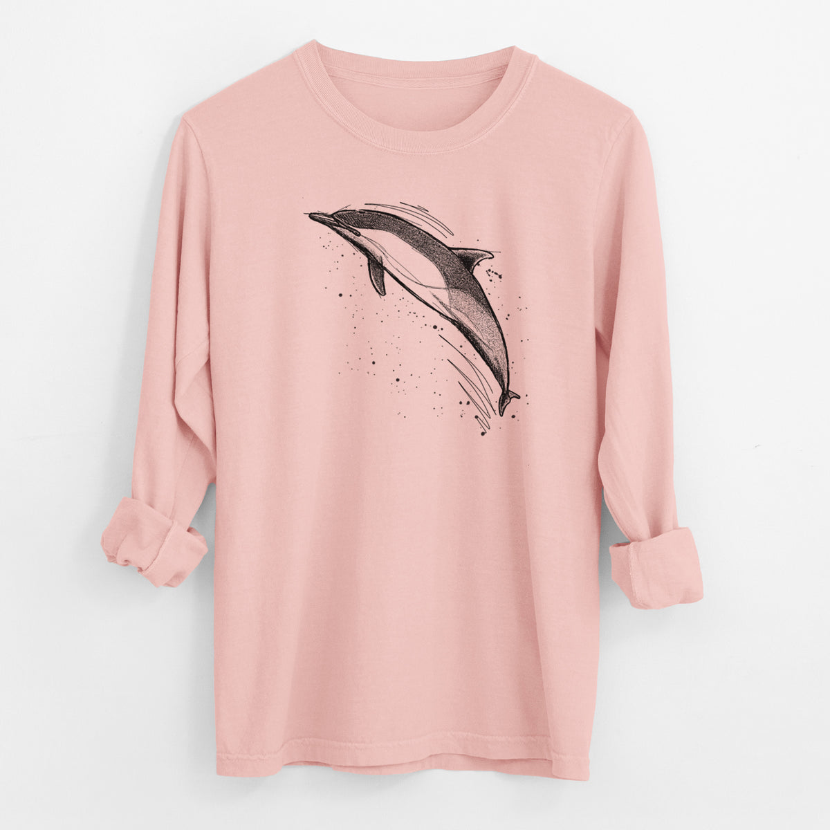 Short-Beaked Common Dolphin - Delphinus delphis - Men&#39;s Heavyweight 100% Cotton Long Sleeve