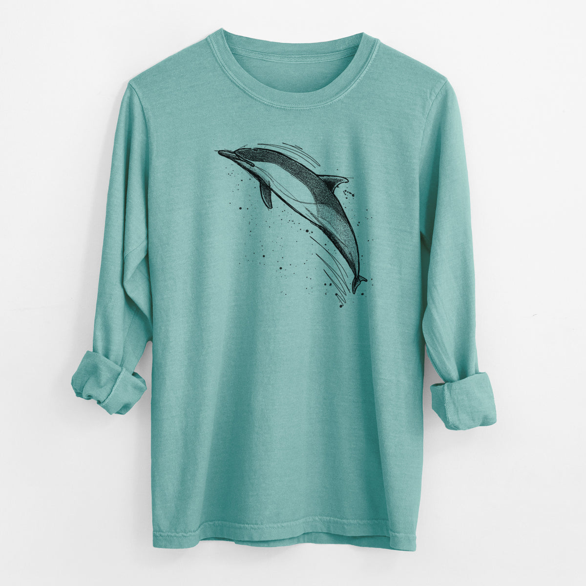 Short-Beaked Common Dolphin - Delphinus delphis - Men&#39;s Heavyweight 100% Cotton Long Sleeve