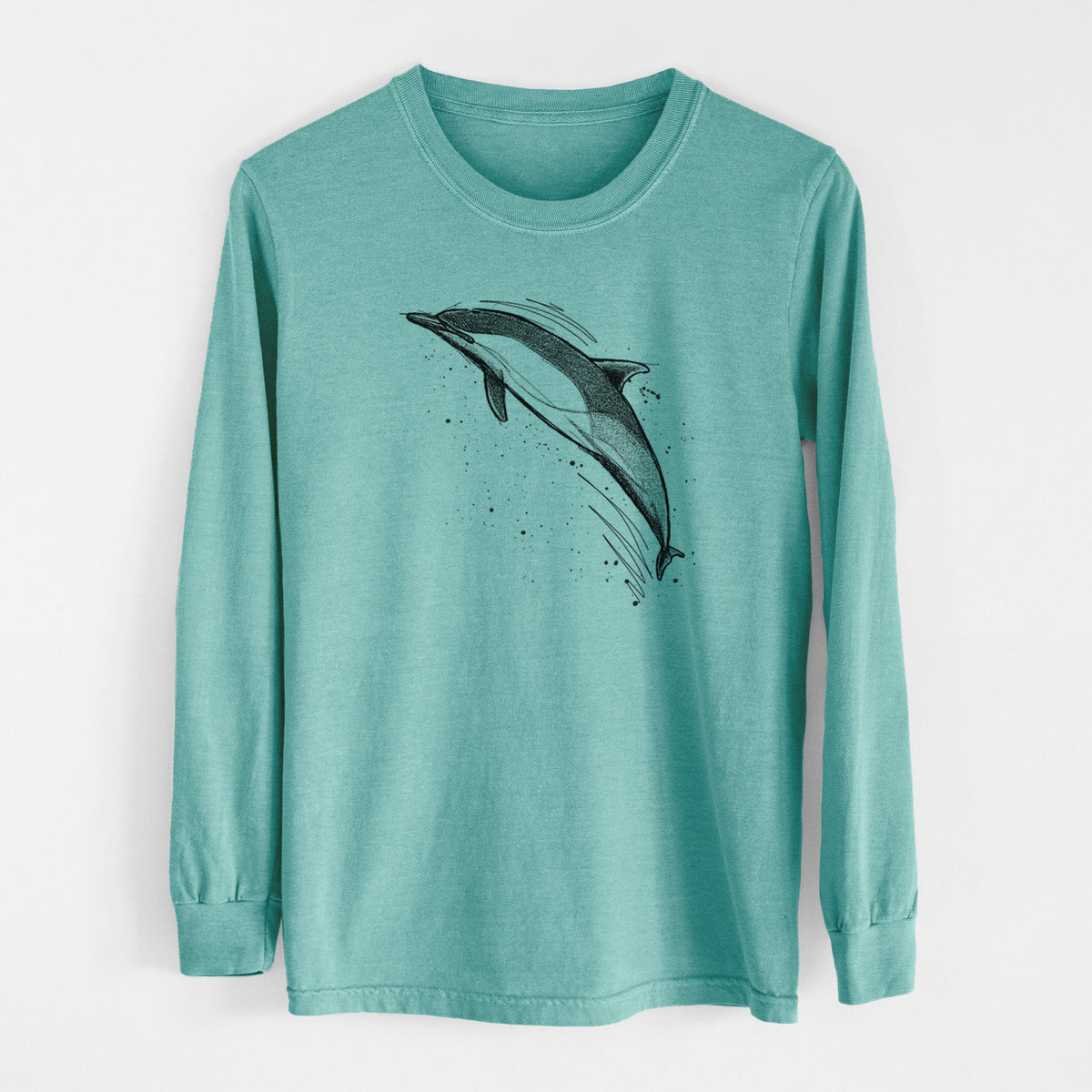 Short-Beaked Common Dolphin - Delphinus delphis - Men&#39;s Heavyweight 100% Cotton Long Sleeve