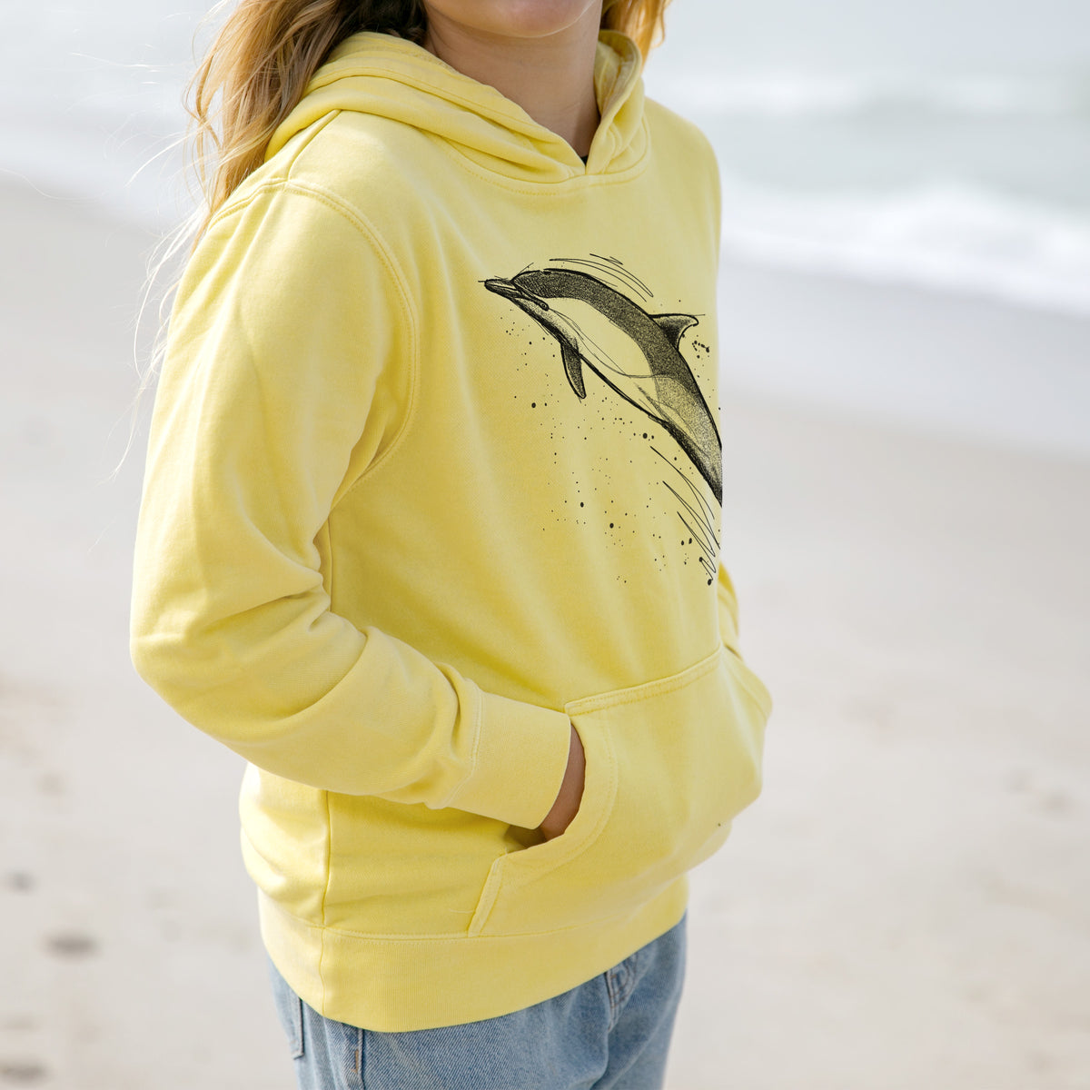 Short-Beaked Common Dolphin - Delphinus delphis - Youth Pigment Dyed Hoodie