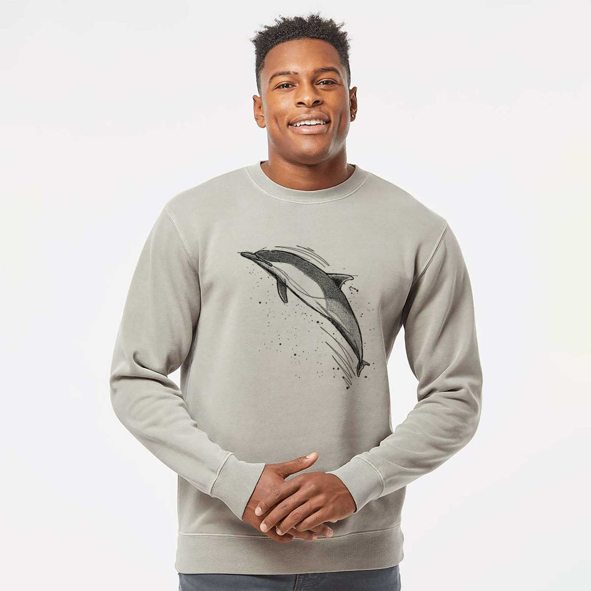 Short-Beaked Common Dolphin - Delphinus delphis - Unisex Pigment Dyed Crew Sweatshirt