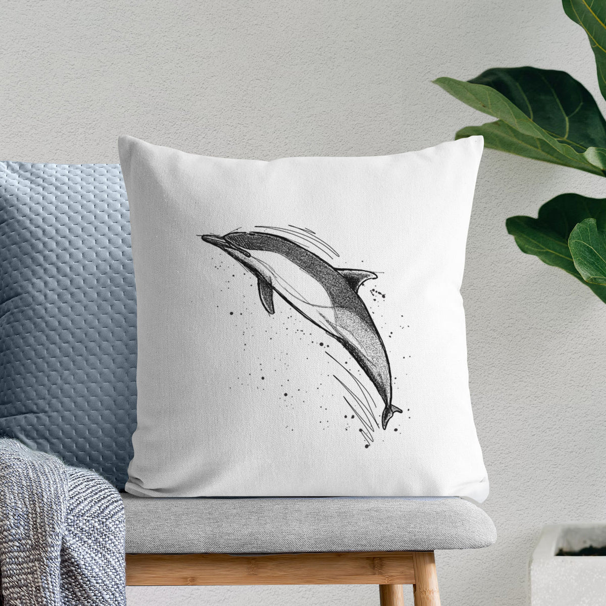 Short-Beaked Common Dolphin - Delphinus delphis - Throw Pillow Cover