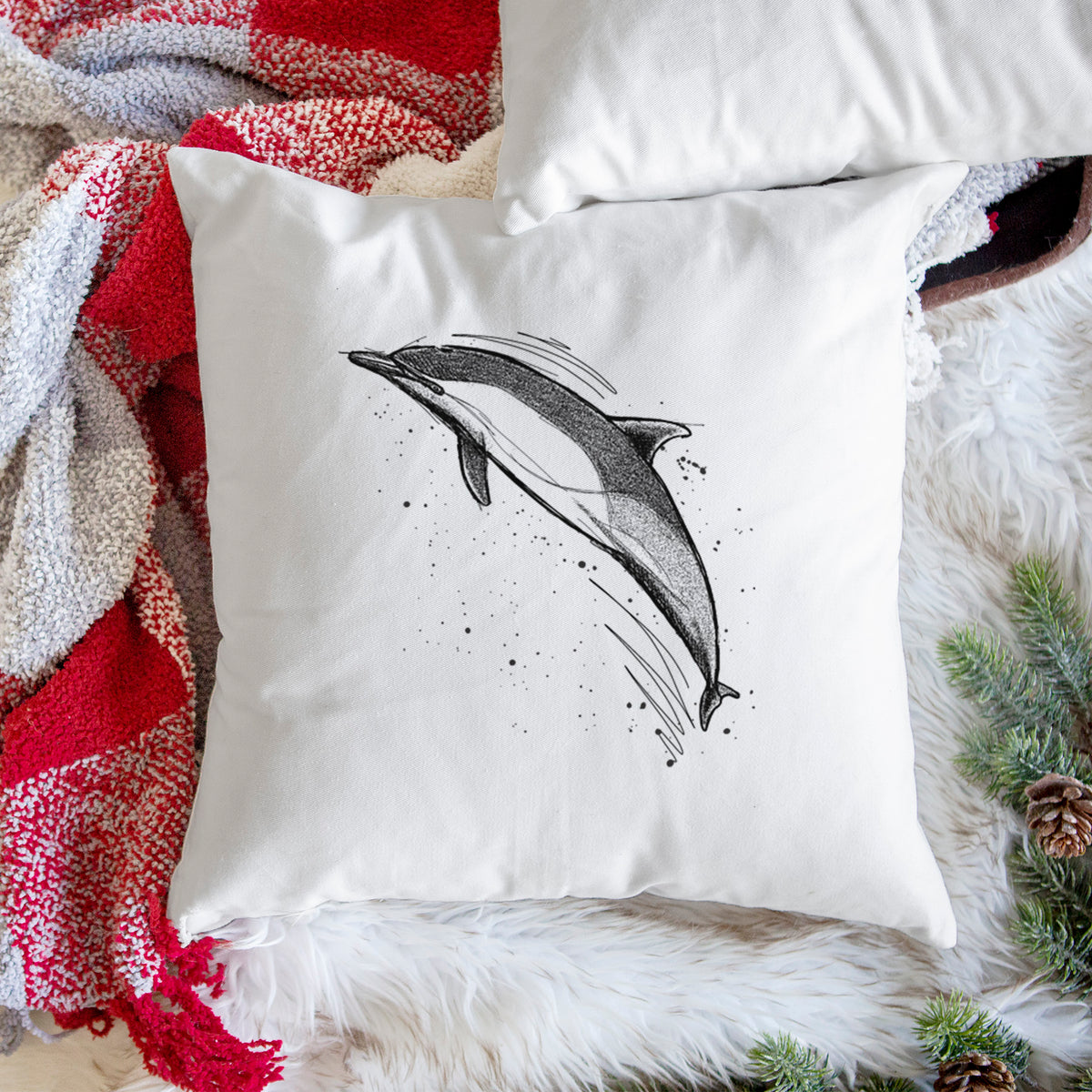 Short-Beaked Common Dolphin - Delphinus delphis - Throw Pillow Cover