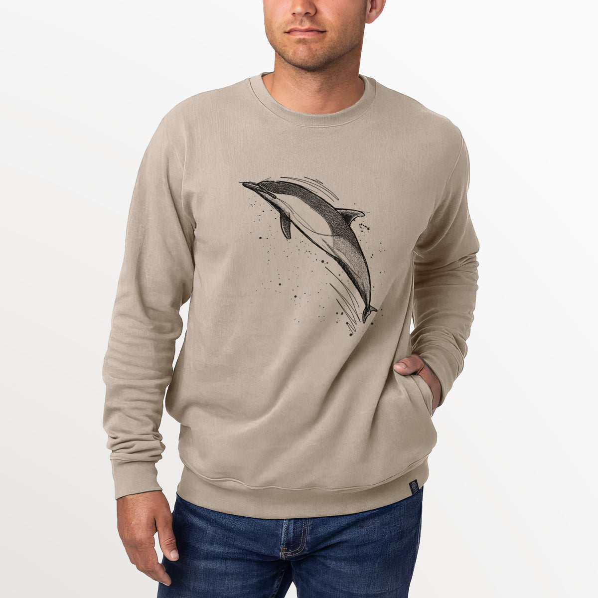 Short-Beaked Common Dolphin - Delphinus delphis  - Unisex Reclaimed Crewneck Sweatshirt