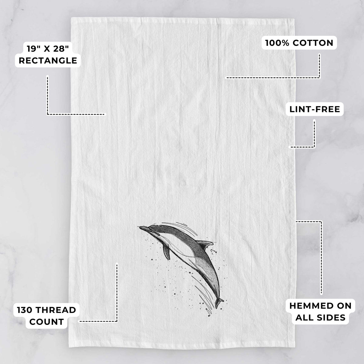 Short-Beaked Common Dolphin - Delphinus delphis Tea Towel