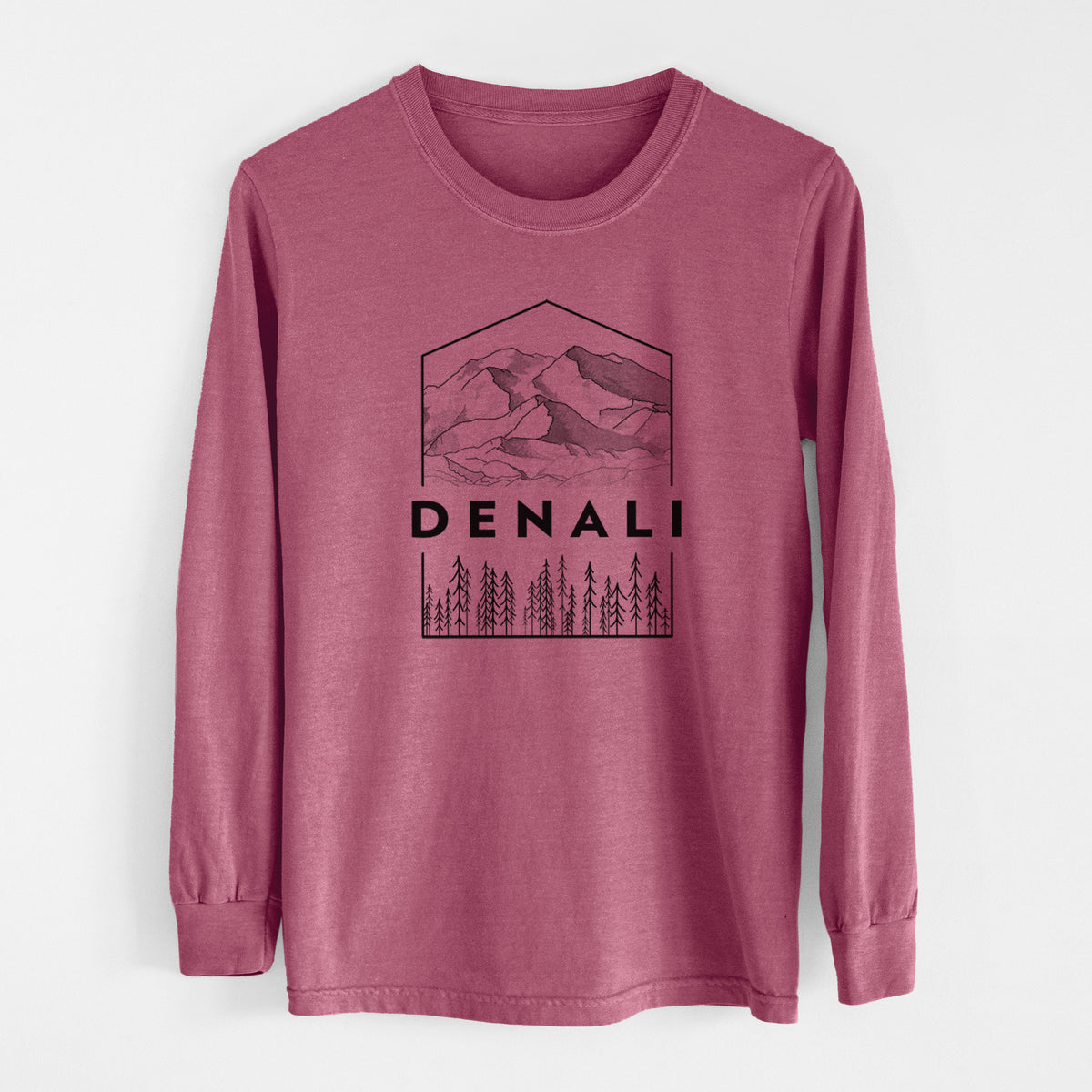 Denali Mountain - Denali National Park - Men&#39;s Heavyweight 100% Cotton Long Sleeve